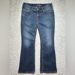 Silver Jeans Womens 30 Suki Surplus Flare Low Rise Flap Pockets Embroidered